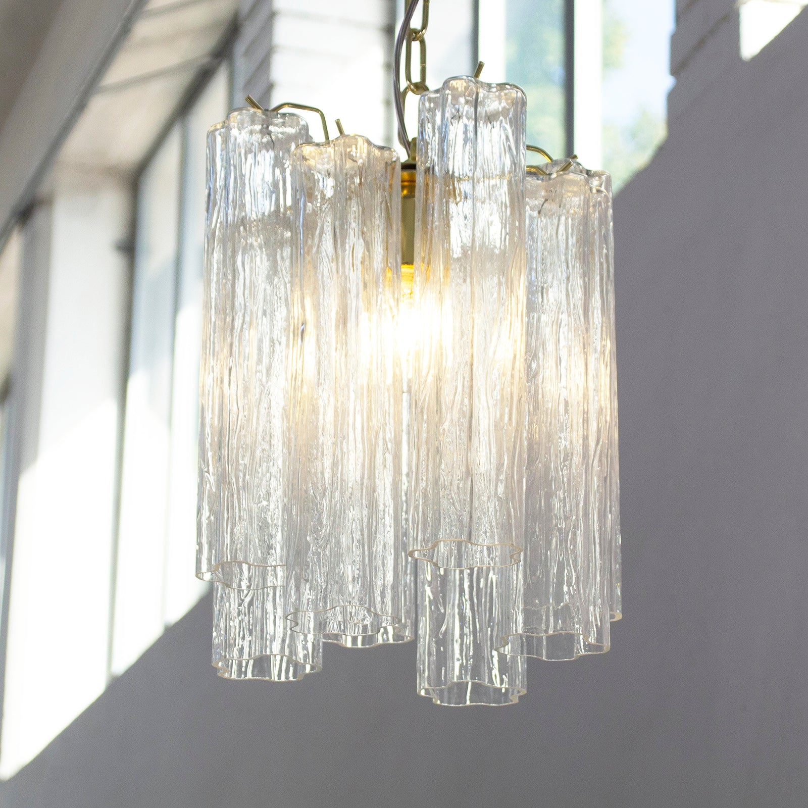Vintage Transparent Murano Chandelier detail view