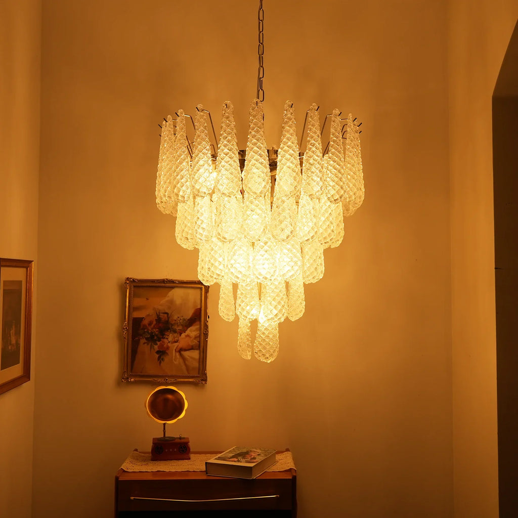 Vintage Transparent Murano Glass Petals Drop Chandelier product image