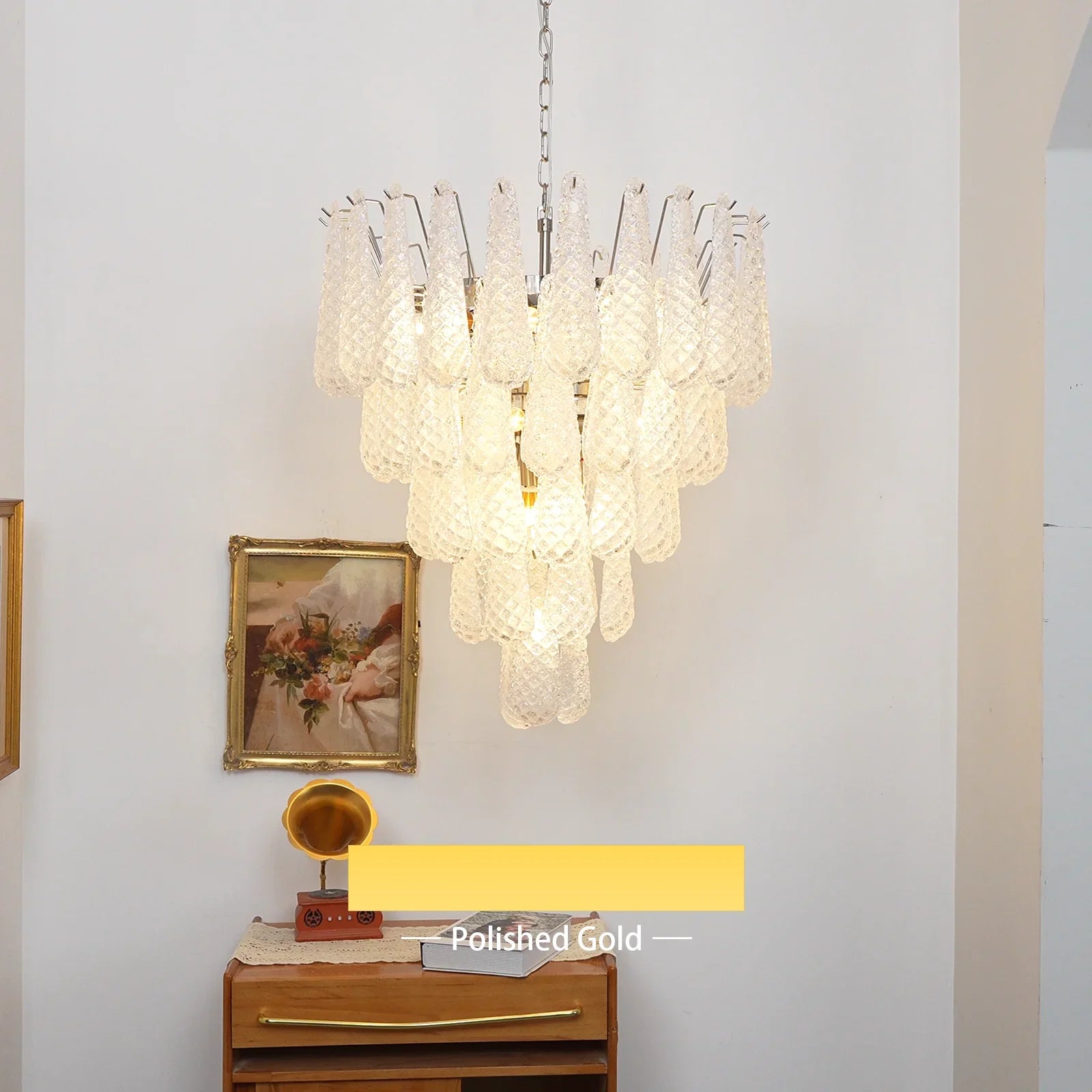 Vintage Transparent Murano Glass Petals Drop Chandelier product image