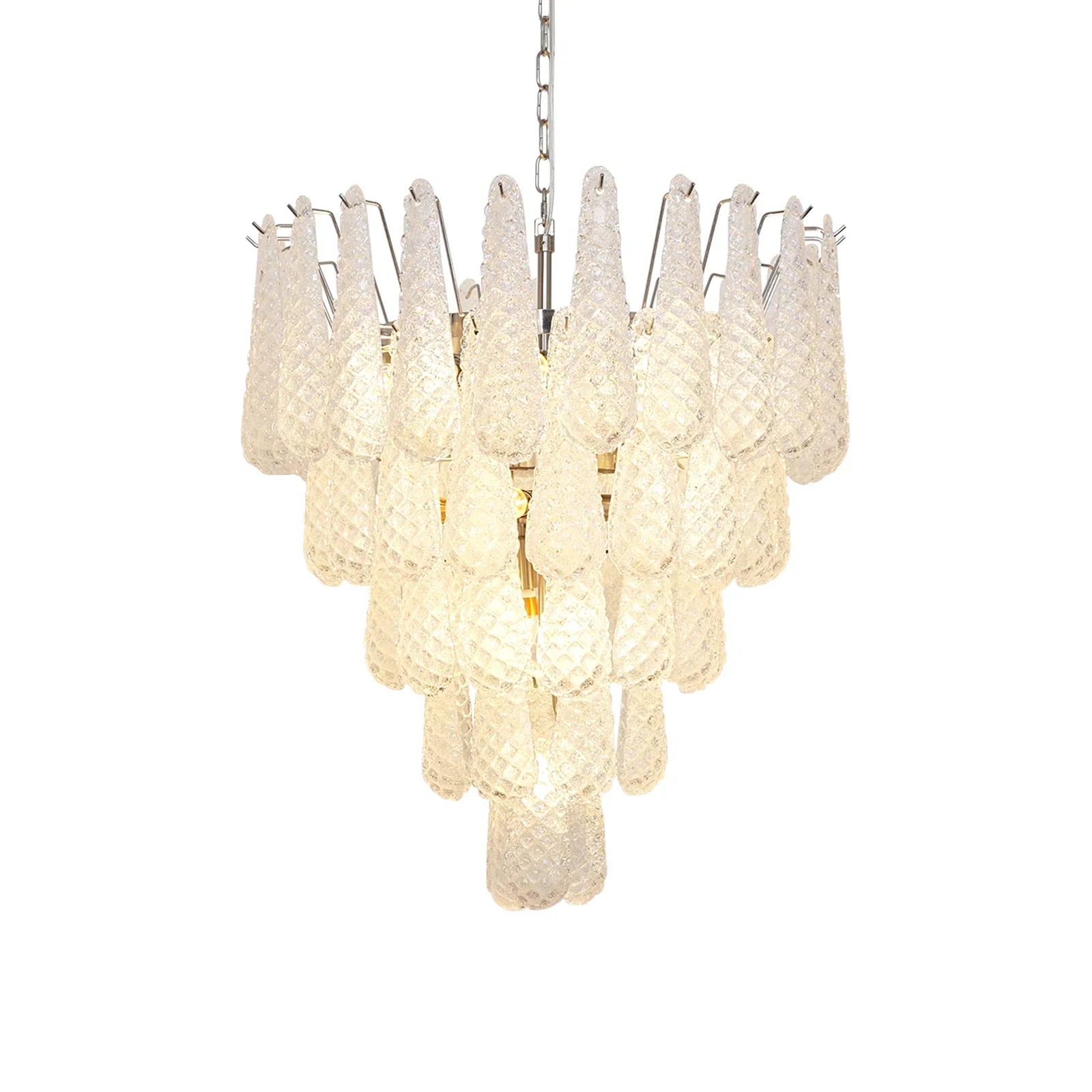Vintage Transparent Murano Glass Petals Drop Chandelier by Bling Lighting Studio