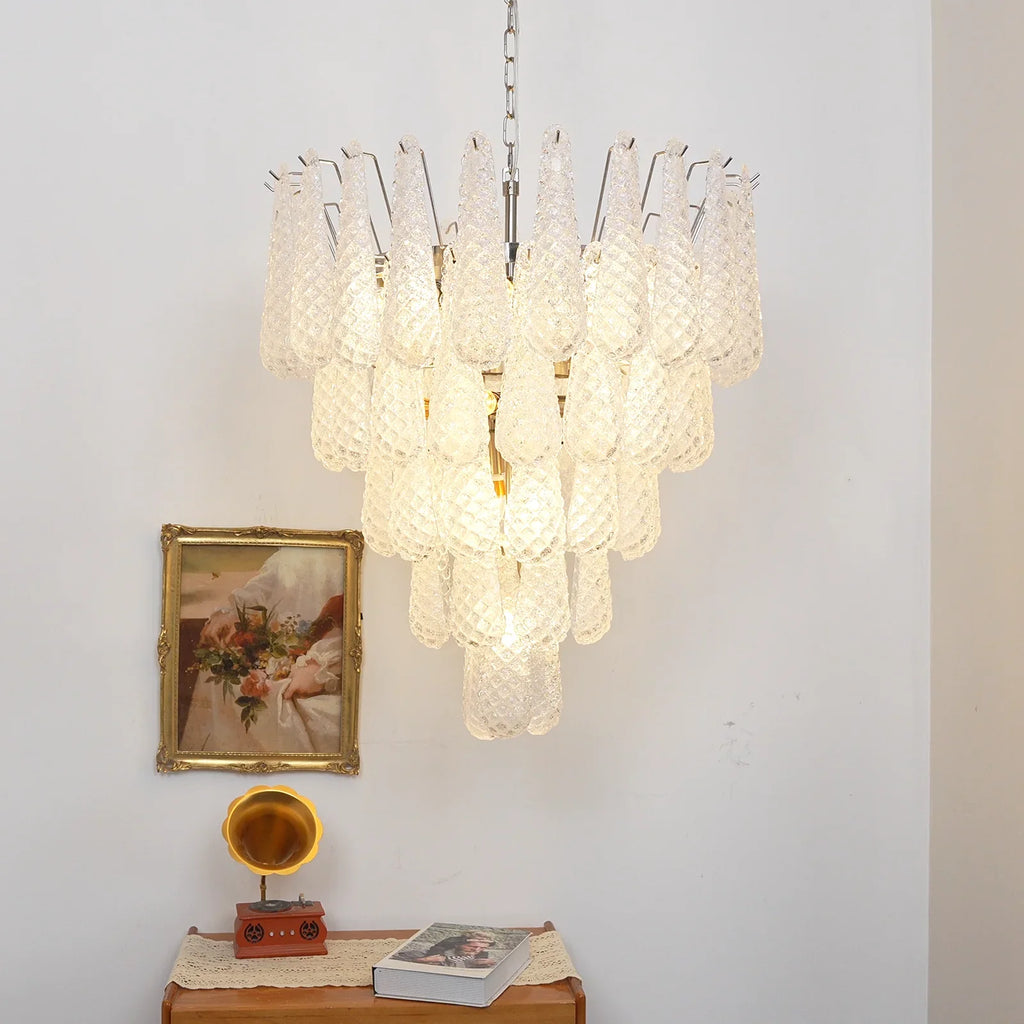 Vintage Transparent Murano Glass Petals Drop Chandelier product image