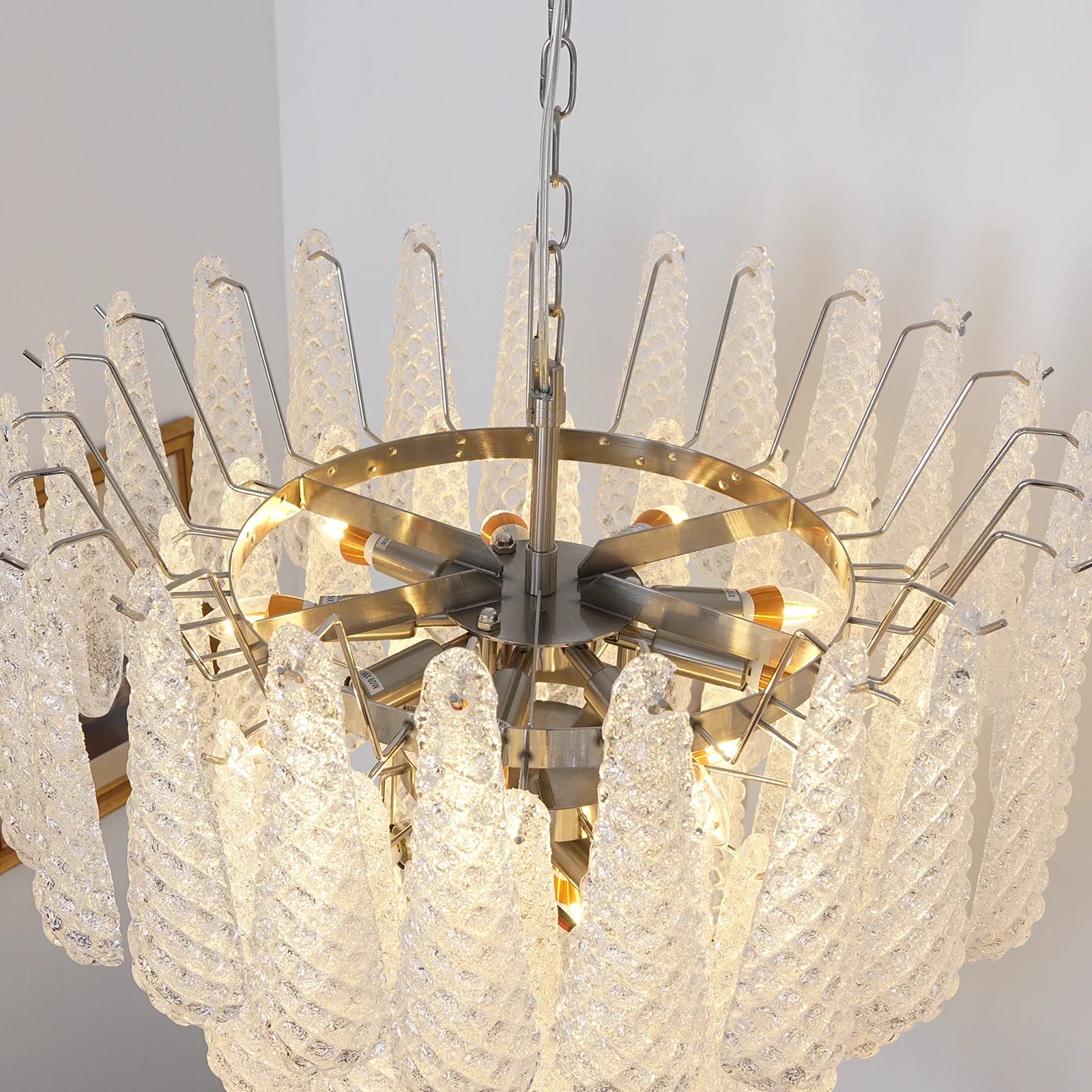 Vintage Transparent Murano Glass Petals Drop Chandelier product image