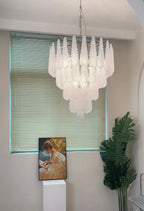 Vintage Transparent Murano Glass Petals Drop Chandelier product image