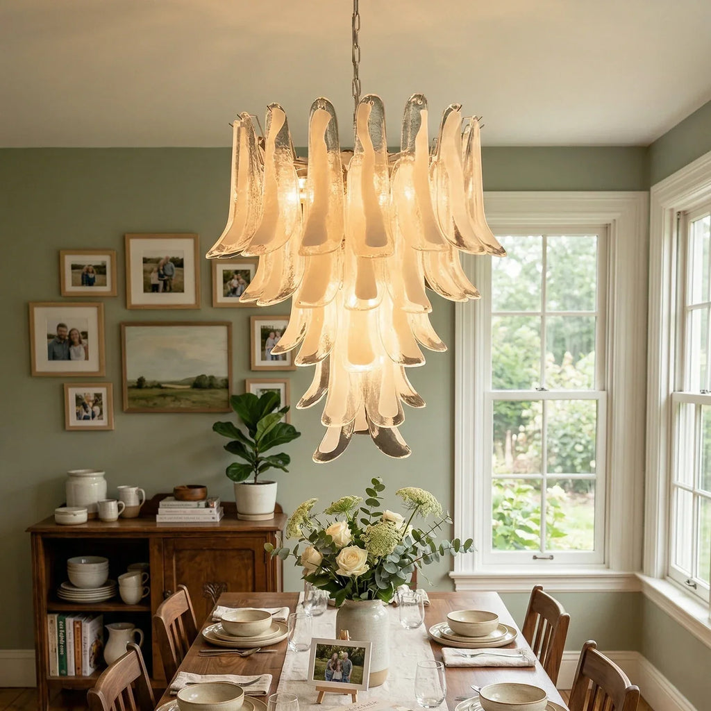 Vintage Transparent Murano Petals Chandelier detail view