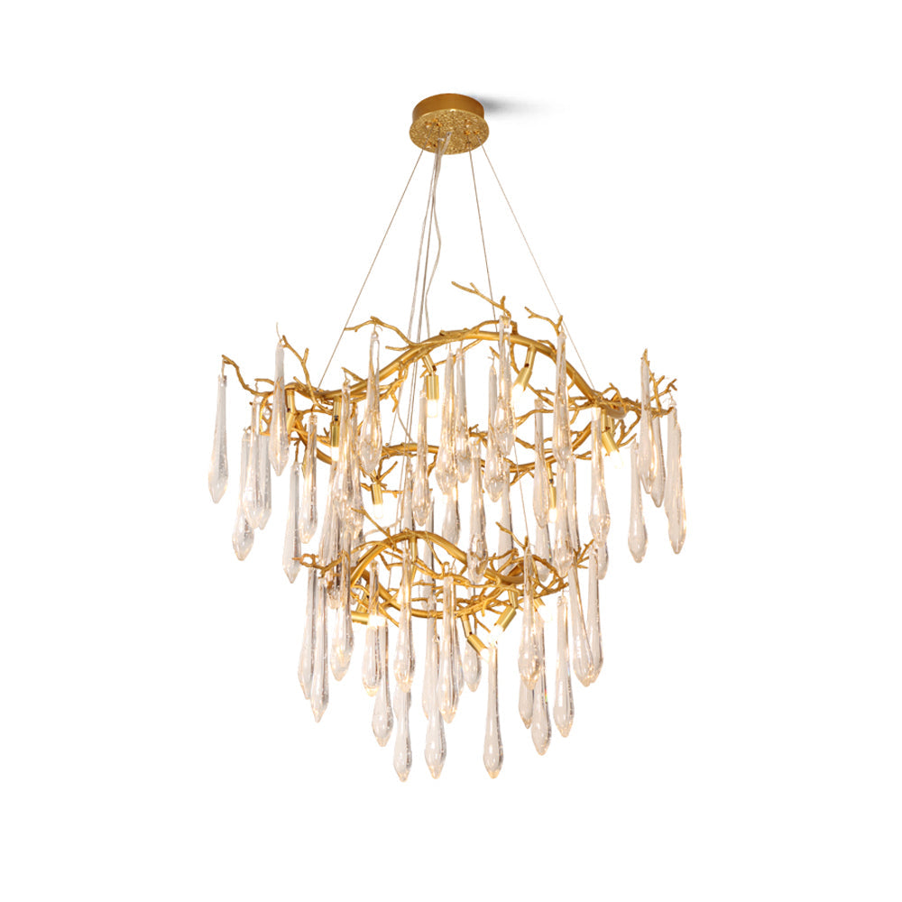 Waterfall Branch Brass Chandelier by Bling Lighting Studio