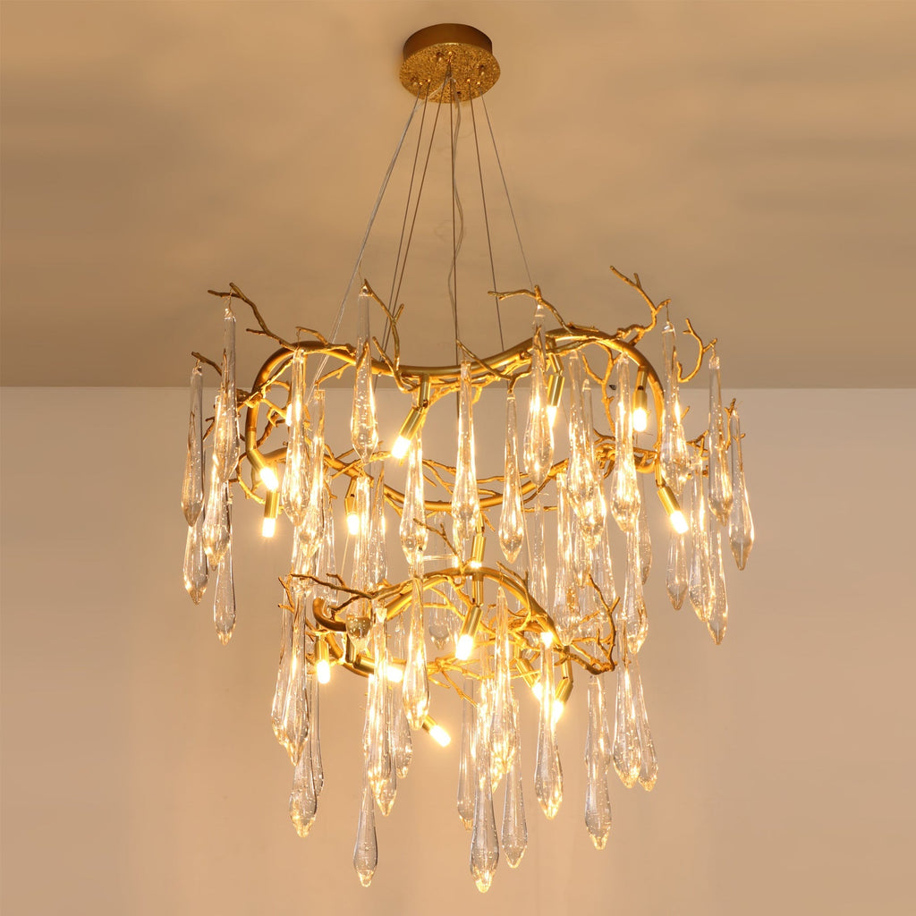 Waterfall Branch Brass Chandelier by Bling Lighting Studio