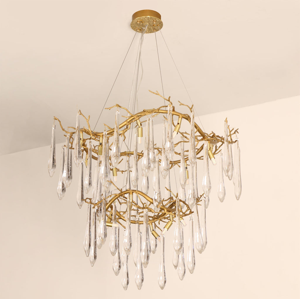 Waterfall Branch Brass Chandelier by Bling Lighting Studio