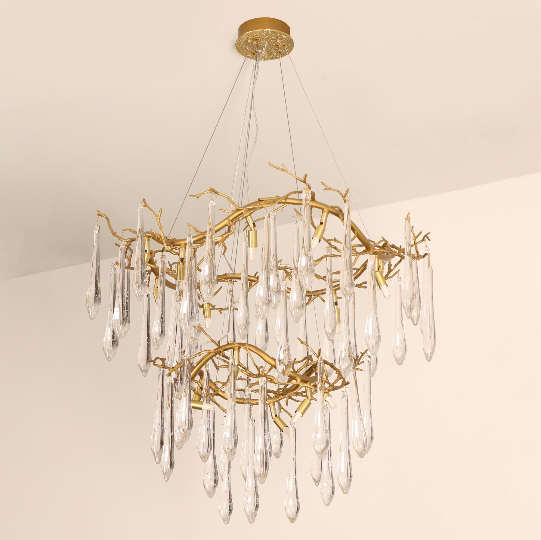 Waterfall Branch Brass Chandelier by Bling Lighting Studio