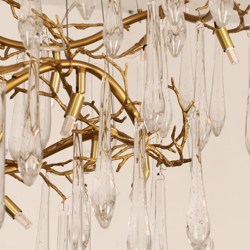 Waterfall Branch Brass Chandelier by Bling Lighting Studio