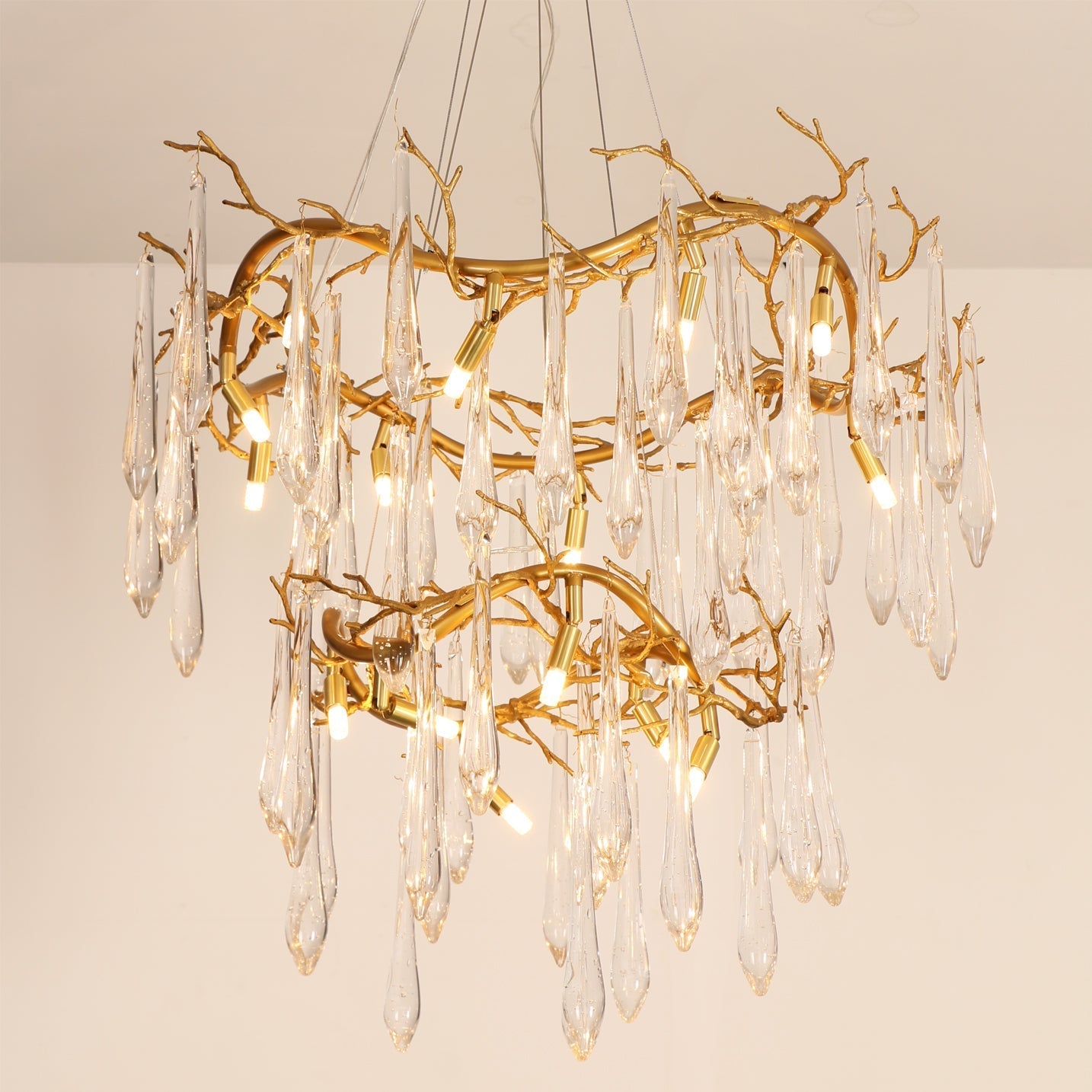 Waterfall Branch Brass Chandelier by Bling Lighting Studio