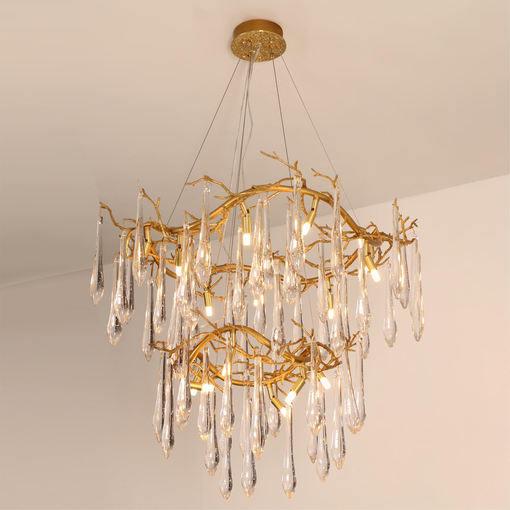 Waterfall Branch Brass Chandelier by Bling Lighting Studio