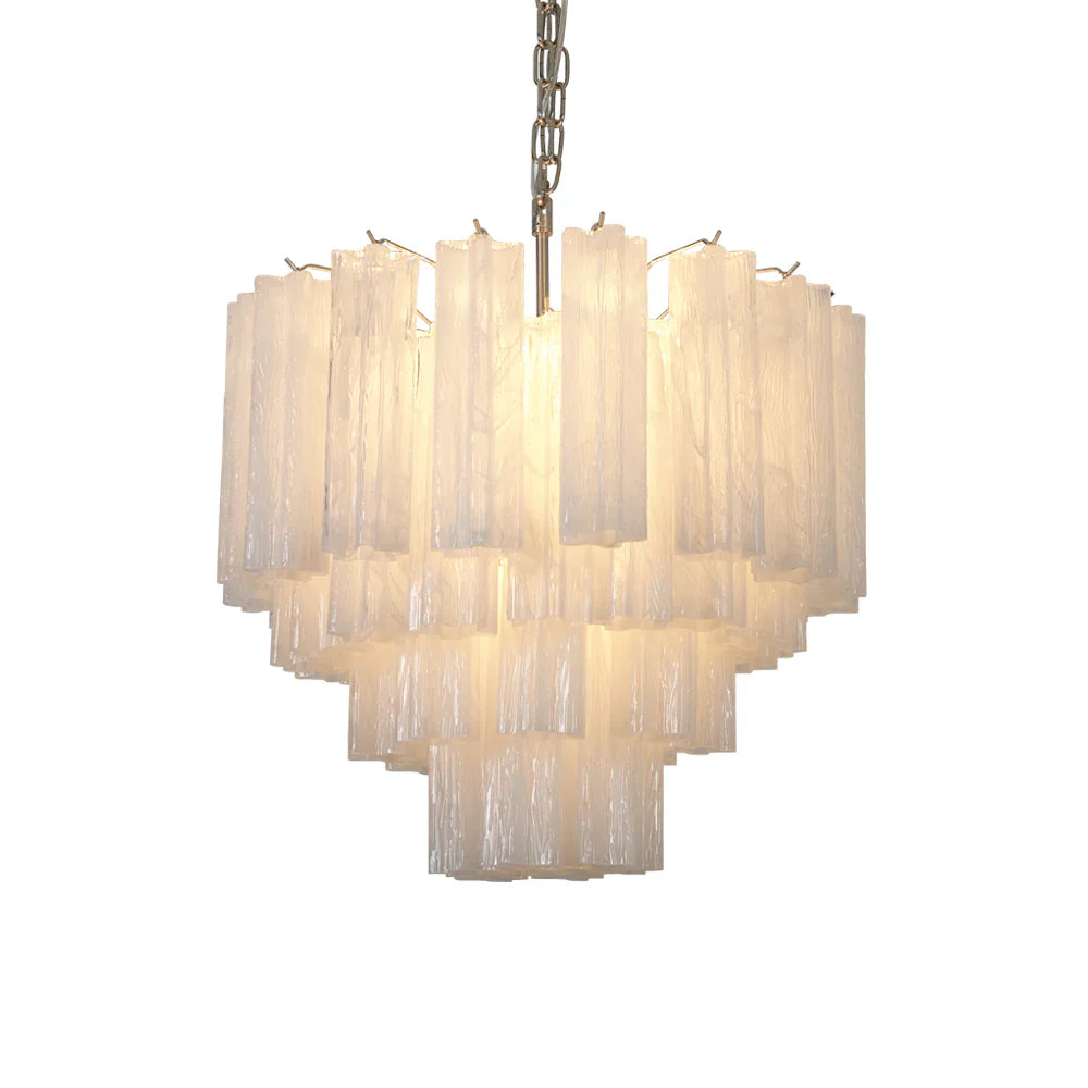 Star Shaped Tube White Clouds Glass Chandelier by Bling Lighting Studio