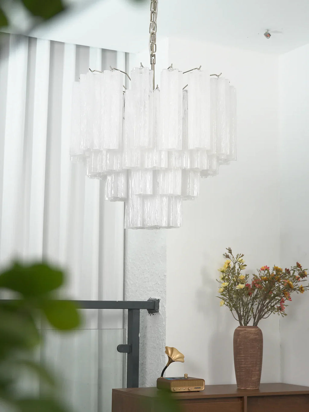 Star Shaped Tube White Clouds Glass Chandelier product image