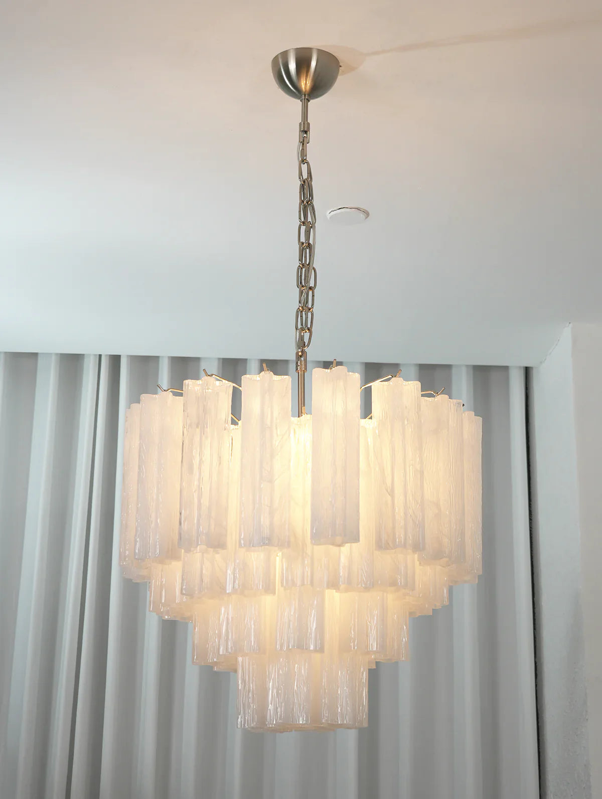 Star Shaped Tube White Clouds Glass Chandelier product image