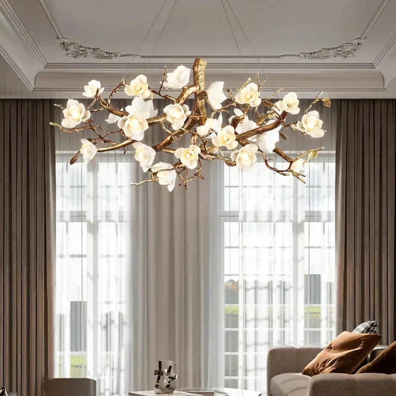 Zendas Branch Crystal Flower Chandelier by Bling Lighting Studio