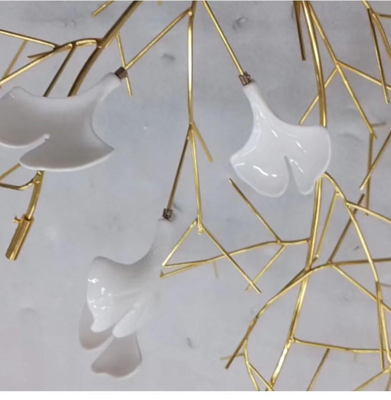 Zinnia Luxurious White Porcelain Chandelier: Exquisite Porcelain Light Fixture With Chrome Or Gold Frame