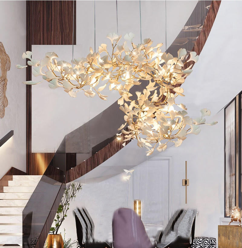 Zinnia Luxurious White Porcelain Chandelier: Exquisite Porcelain Light Fixture With Chrome Or Gold Frame