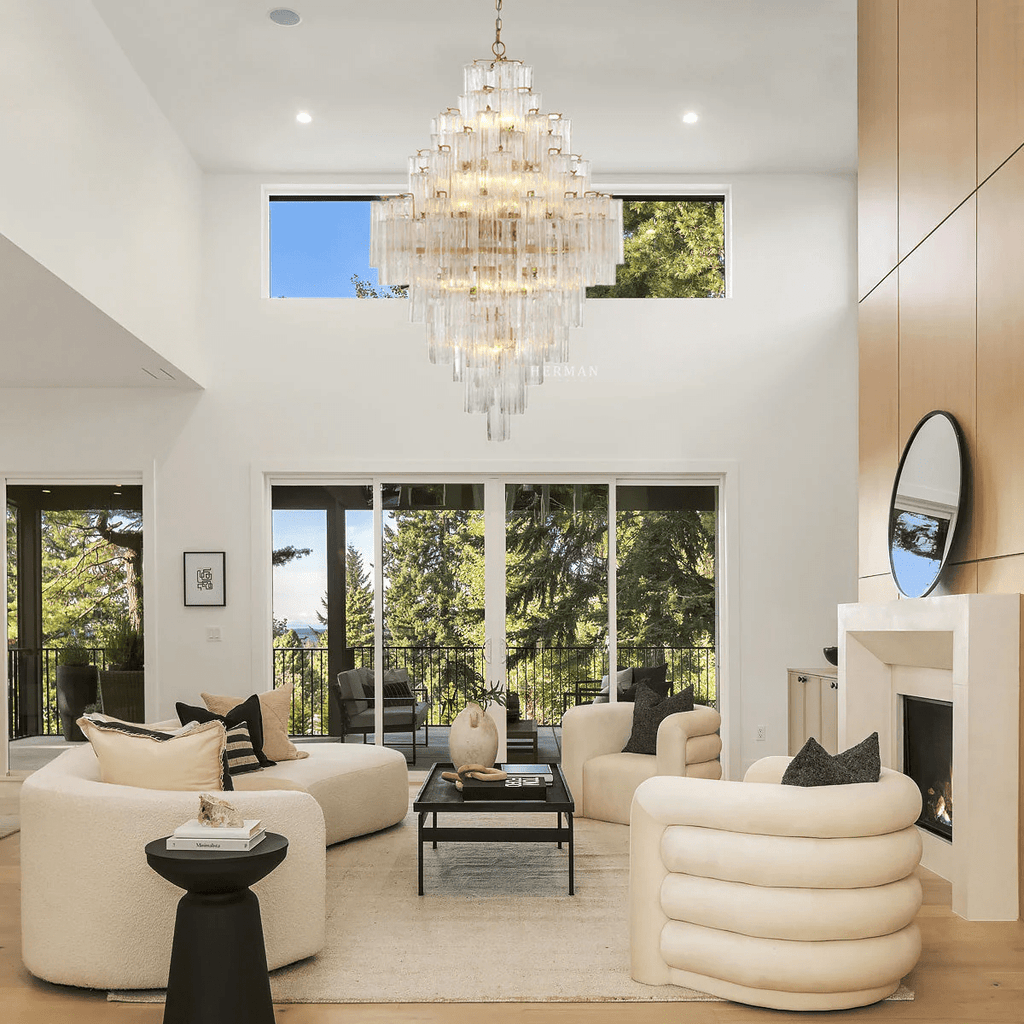 Geometric Crystal Prism Ceiling Chandelier material and finish detail