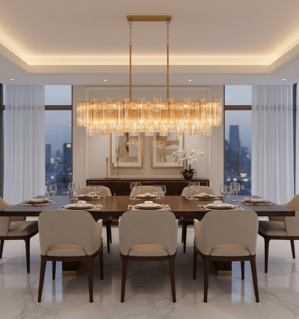 Luxury Addis Linear Chandelier material and finish detail