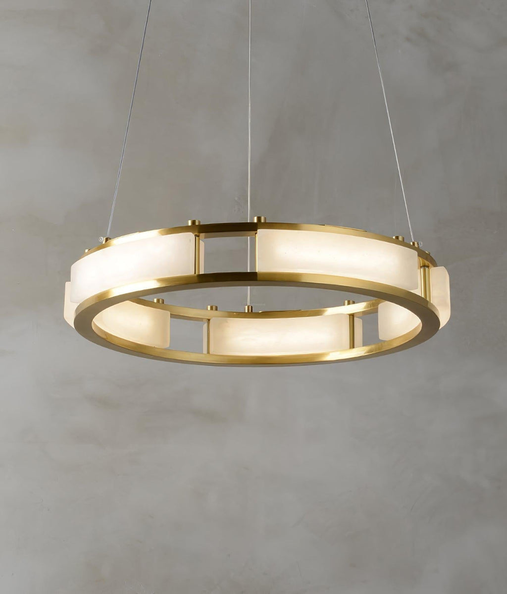 Qatar Alabaster Round Chandelier by Bling Lighting Studio