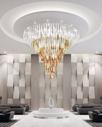 Airy Angled Glass Contemporary Chandelier material and finish detail