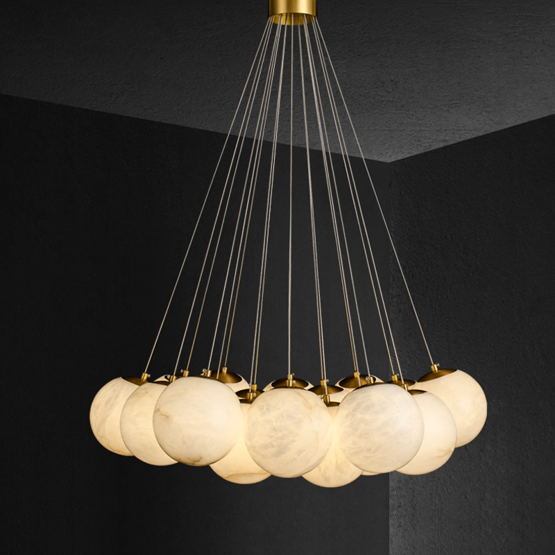 Alabaster Anne Globe Art Pendant Light by Bling Lighting Studio