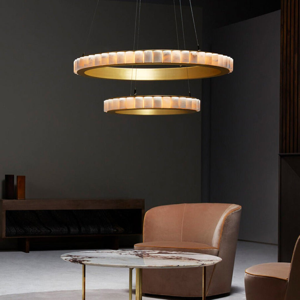 Alabaster Avalon Halo Chandelier by Bling Lighting Studio