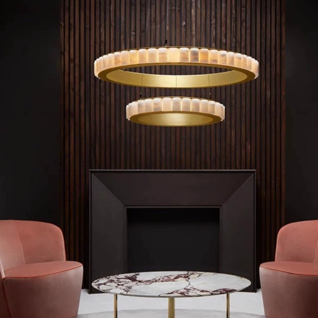 Alabaster Avalon Halo Chandelier by Bling Lighting Studio