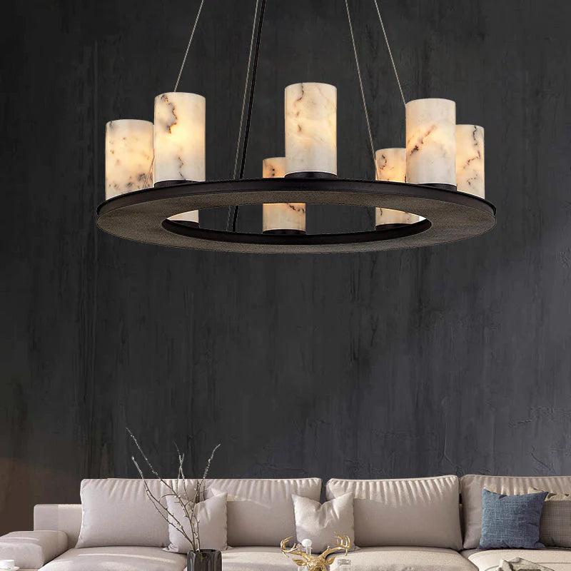 Alabaster Chandelier for Dining Table by Bling Lighting Studio