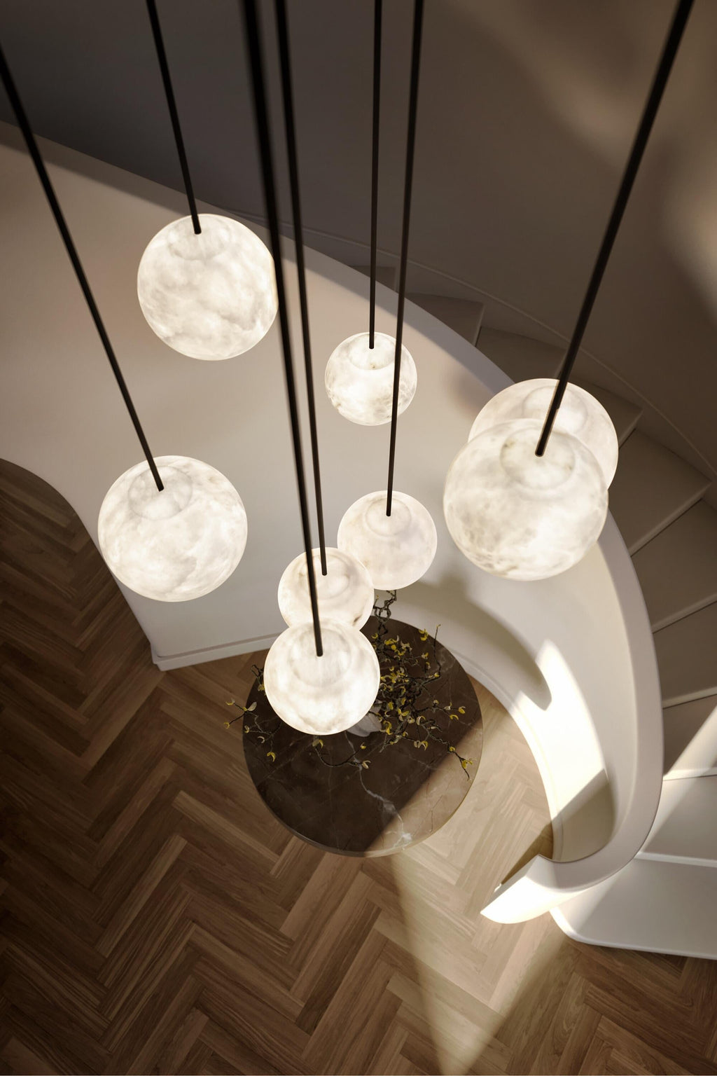 Alabaster Constellation Chandelier, Multi Pendant Light by Bling Lighting Studio