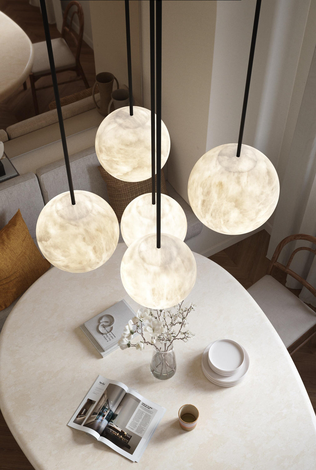 Alabaster Constellation Chandelier, Multi Pendant Light by Bling Lighting Studio