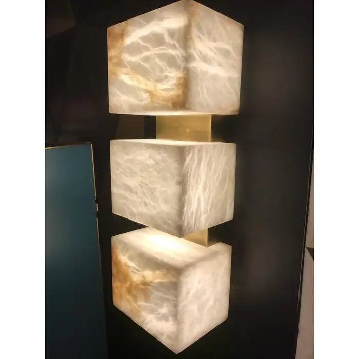 Alabaster Cubes Wall Sconce by Bling Lighting Studio