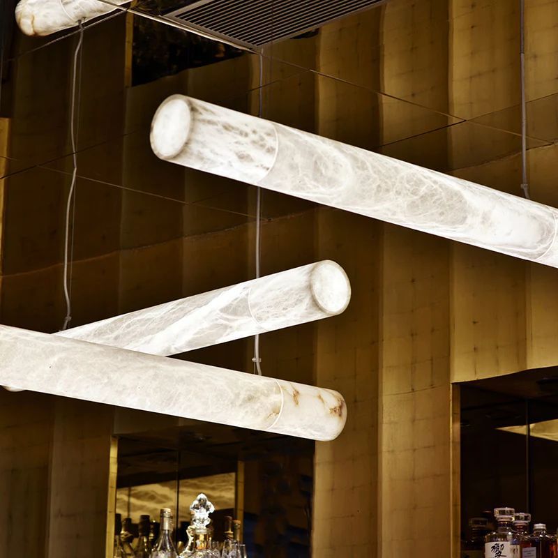 Alabaster Cylindrical Chandelier 47.2" by Bling Lighting Studio