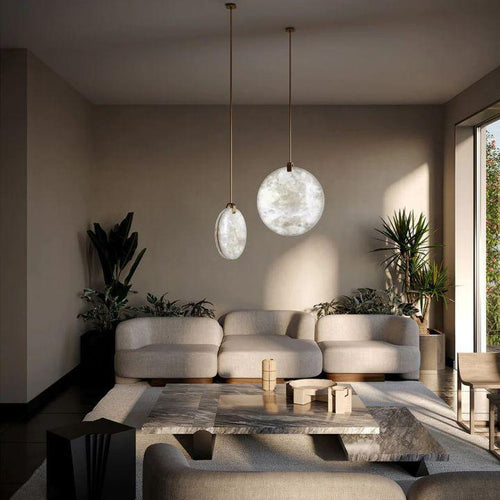Alabaster Disc Pendant Light by Bling Lighting Studio