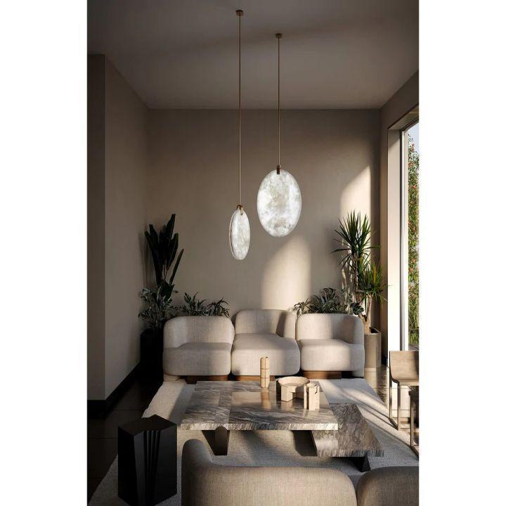 Alabaster Disc Pendant Light by Bling Lighting Studio