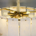 Alabaster Flake Brass Multi-Layer Chandelier detail view