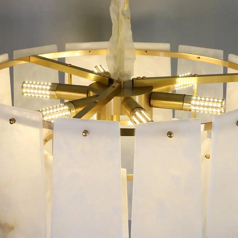 Alabaster Flake Brass Multi-Layer Chandelier Lamp by Bling Lighting Studio
