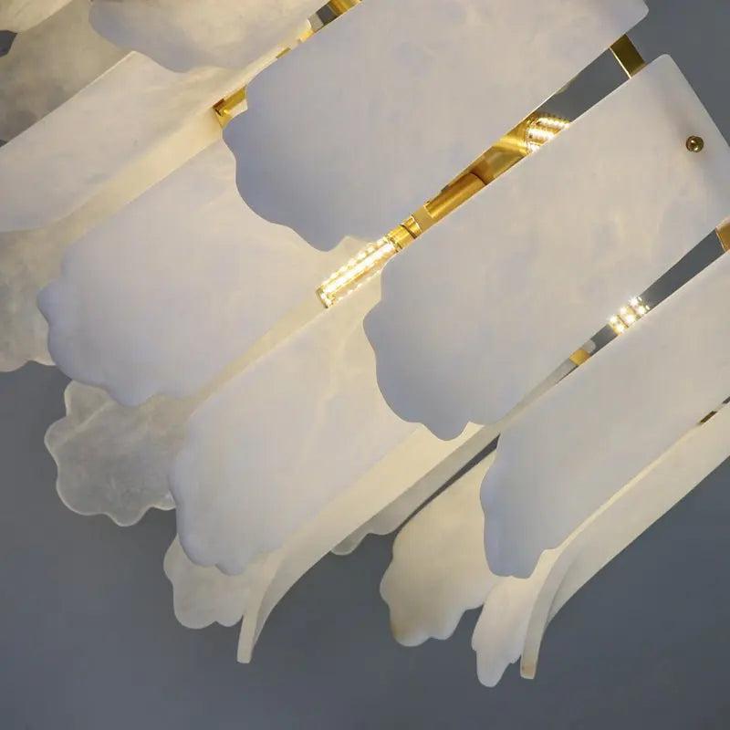 Alabaster Flake Brass Multi-Layer Chandelier Lamp by Bling Lighting Studio