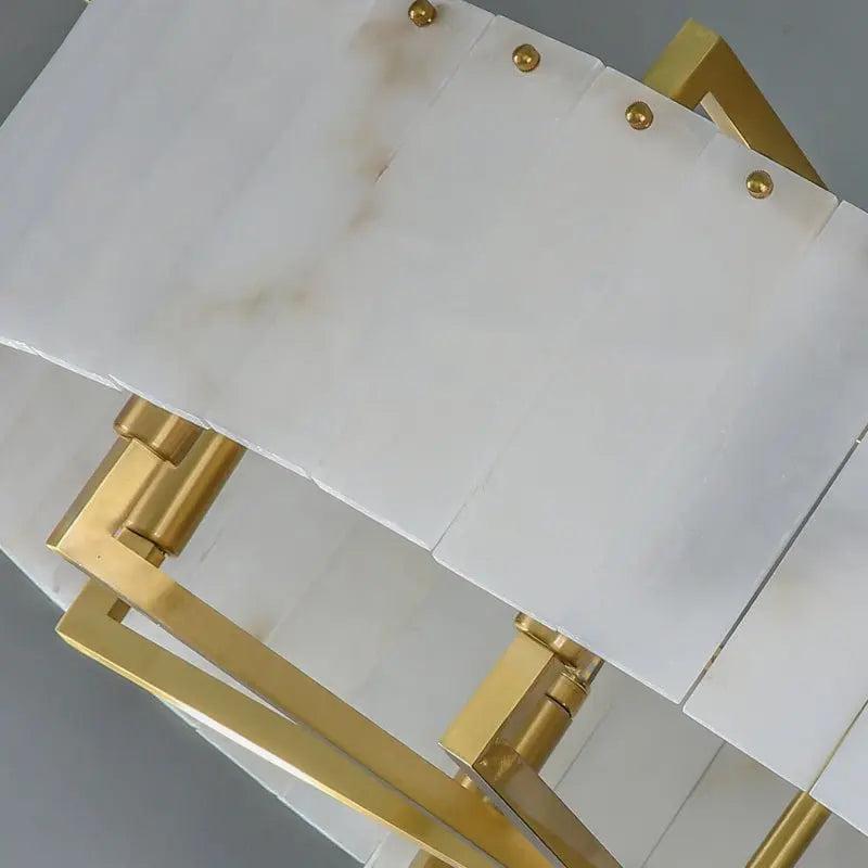 Alabaster Flake Brass Round Chandelier Lighting by Bling Lighting Studio