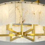 Alabaster Flake Brass Round Chandelier Lighting by Bling Lighting Studio