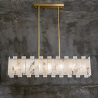 Alabaster Flake Modern Rectangular Dining Room Chandeliers by Bling Lighting Studio