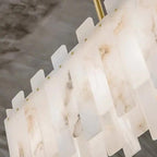 Alabaster Flake Modern Rectangular Dining Room Chandeliers by Bling Lighting Studio