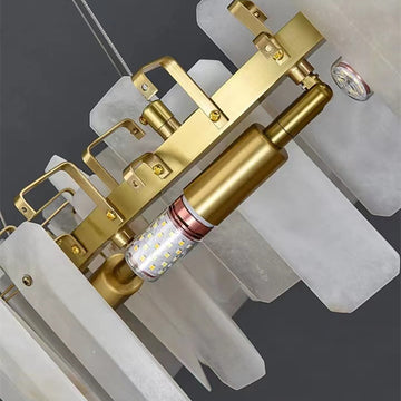 Alabaster Flake Round Chandelier 20" 23" 31" 39''D by Bling Lighting Studio