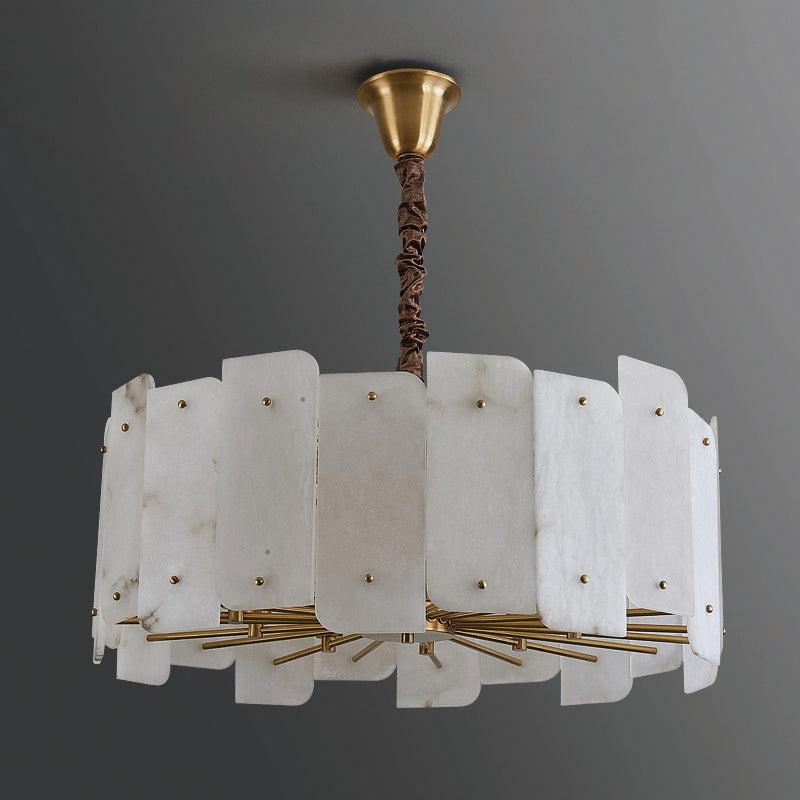Alabaster Lorry Round Chandelier 20" 31" by Bling Lighting Studio