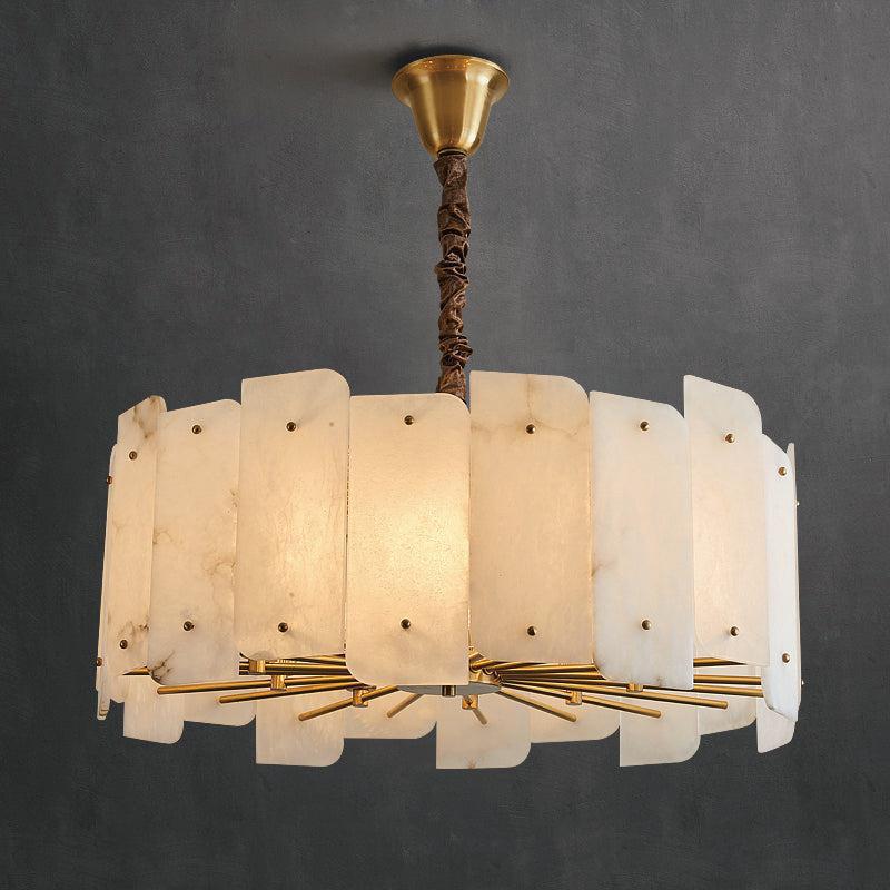 Alabaster Lorry Round Chandelier 20" 31" by Bling Lighting Studio