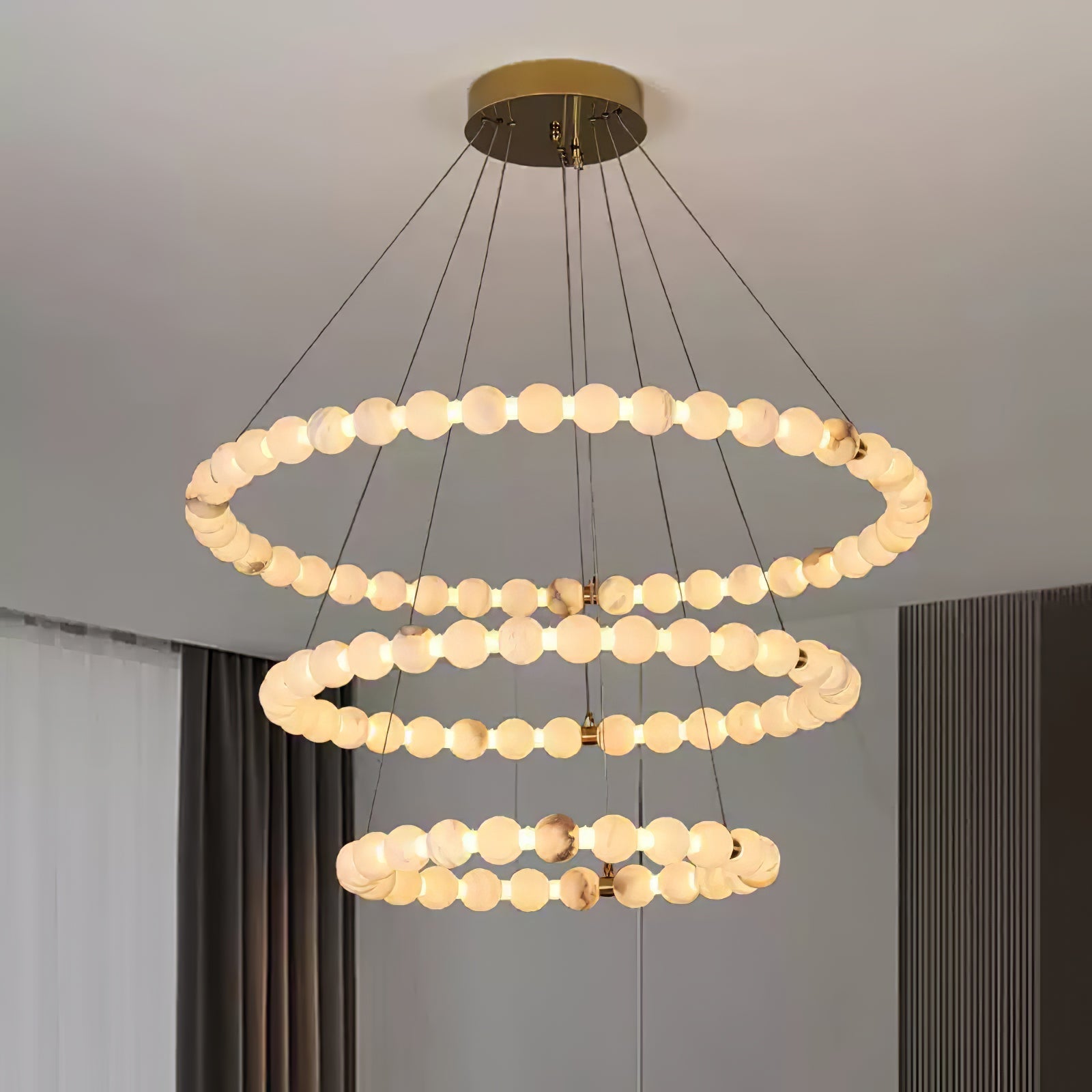 Alabaster Orb Ring Chandelier by Bling Lighting Studio