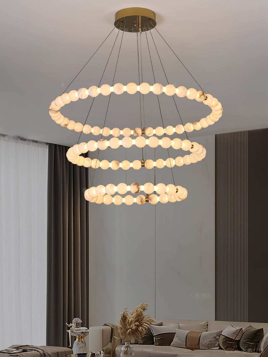 Alabaster Orb Ring Chandelier by Bling Lighting Studio