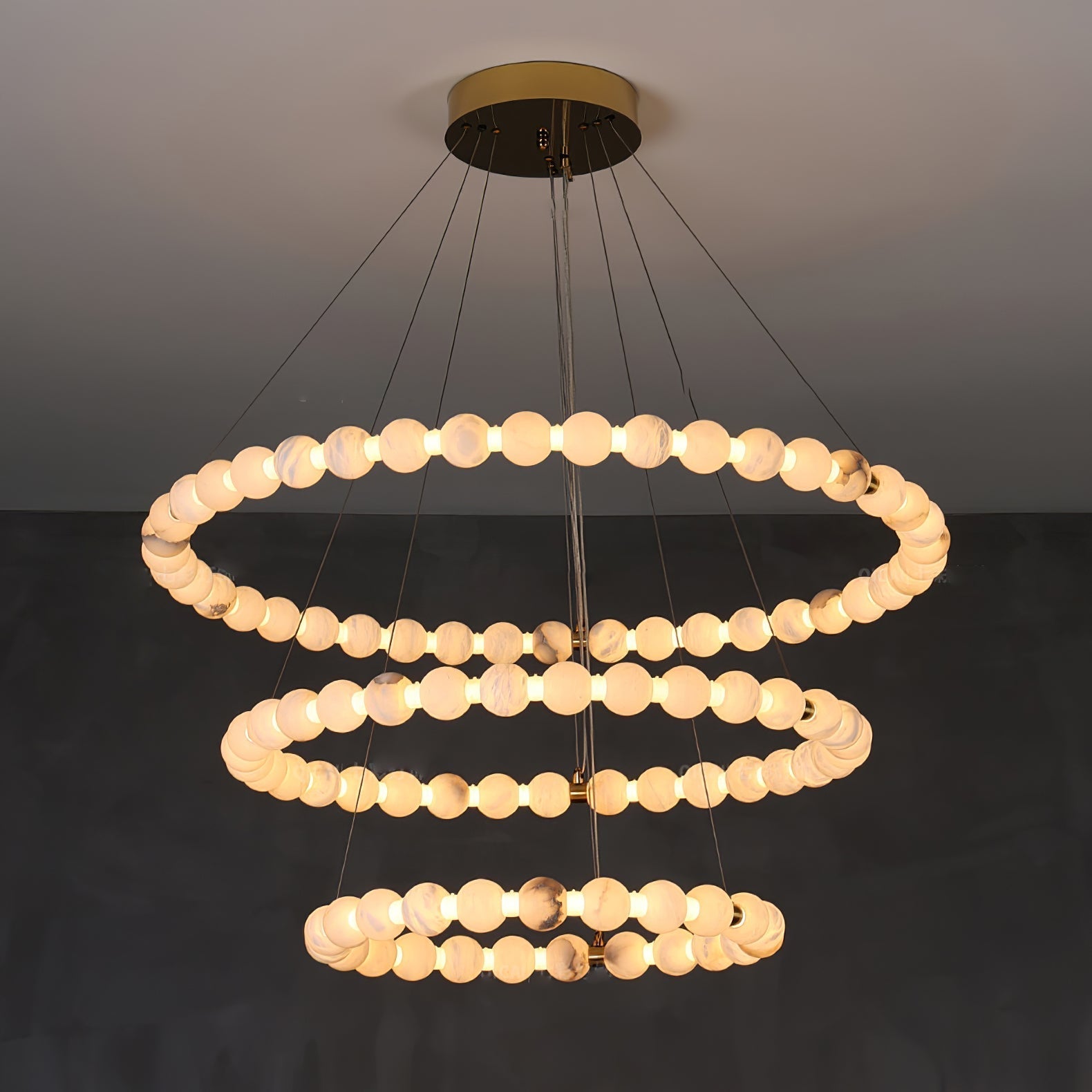 Alabaster Orb Ring Chandelier by Bling Lighting Studio