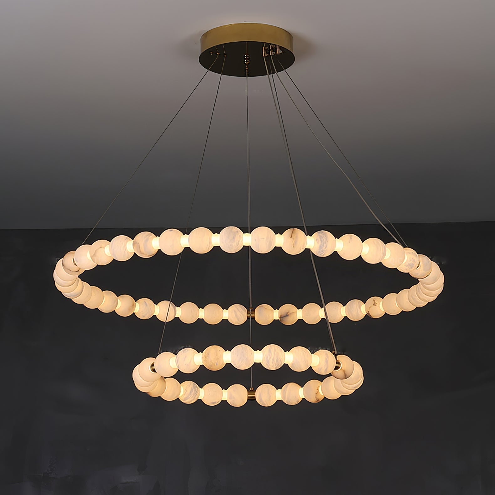 Alabaster Orb Ring Chandelier by Bling Lighting Studio