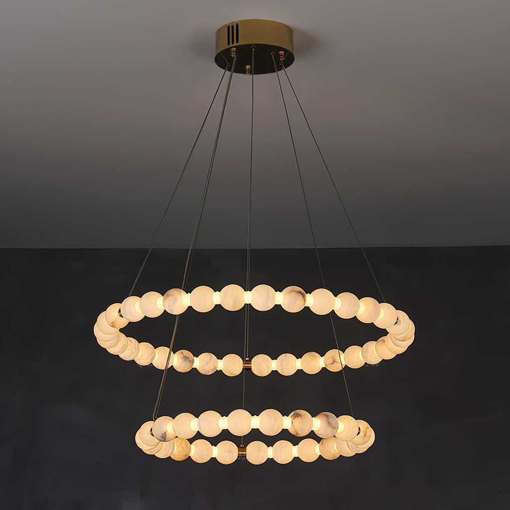 Alabaster Orb Ring Chandelier by Bling Lighting Studio
